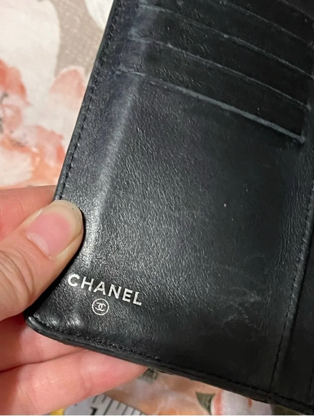 CHANEL Black Quilted Leather Long Wallet with Silver CC Accent